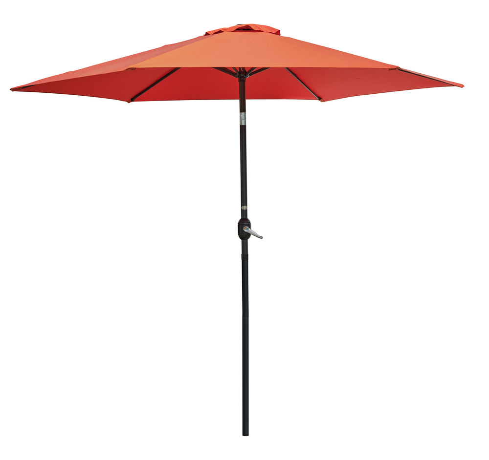 Parasol marbella à manivelle en aluminium gris anthracite et polyester terracotta