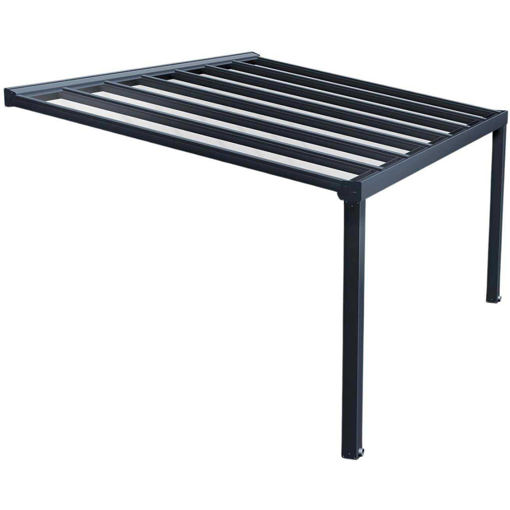 Pergola à adosser en aluminium gris et polycarbonate stockholm 3.4 x 5.2 m