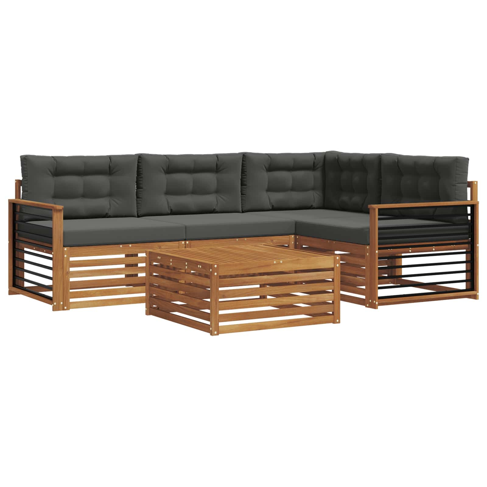 Ensemble de canapés d'extérieur 5 pcs naturel et anthracite