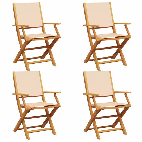 Chaises de jardin pliantes lot de 4 beige tissu et bois massif