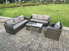 Ensemble de meubles de jardin en rotin ave 2 canapé table basse chaises inclinable mélange gris foncé