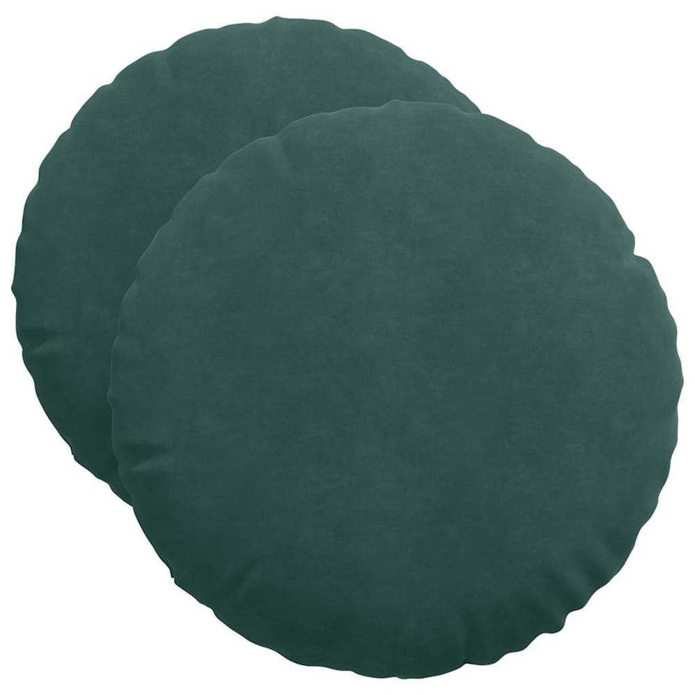 Coussins de siège 2 pc velours vert foncé ø50 x 19 cm