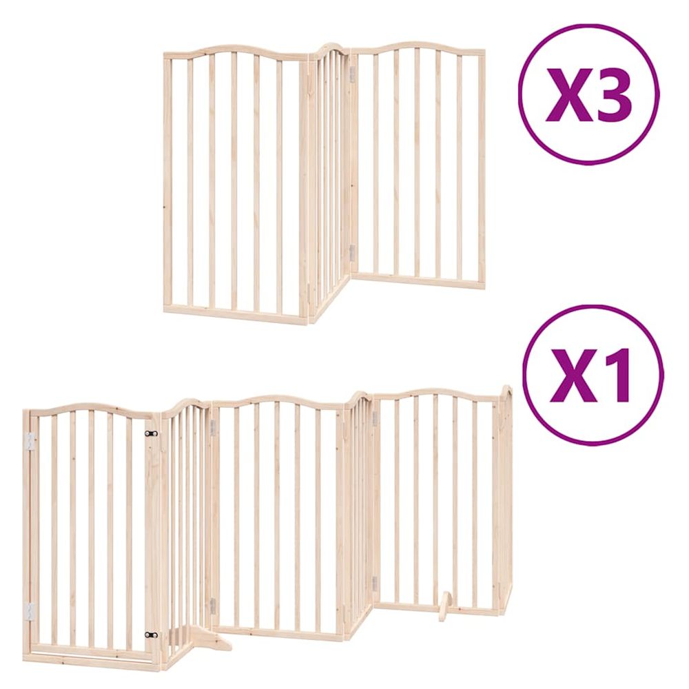 Barrière pour chien porte pliable 15 panneaux bois de peuplier