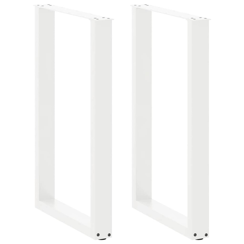Pieds de table de bar en u 2 pièces blanc 60 x (90-91) cm acier