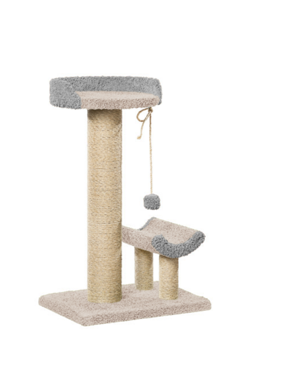 Arbre à chat ourson – crème / gris – 110 cm