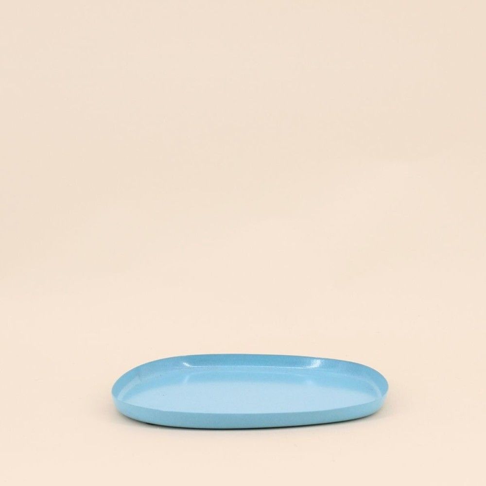 Plateau en métal organique bleu 19cm