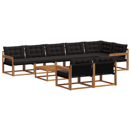 Ensemble de canapés d'extérieur 9 pcs naturel et noir