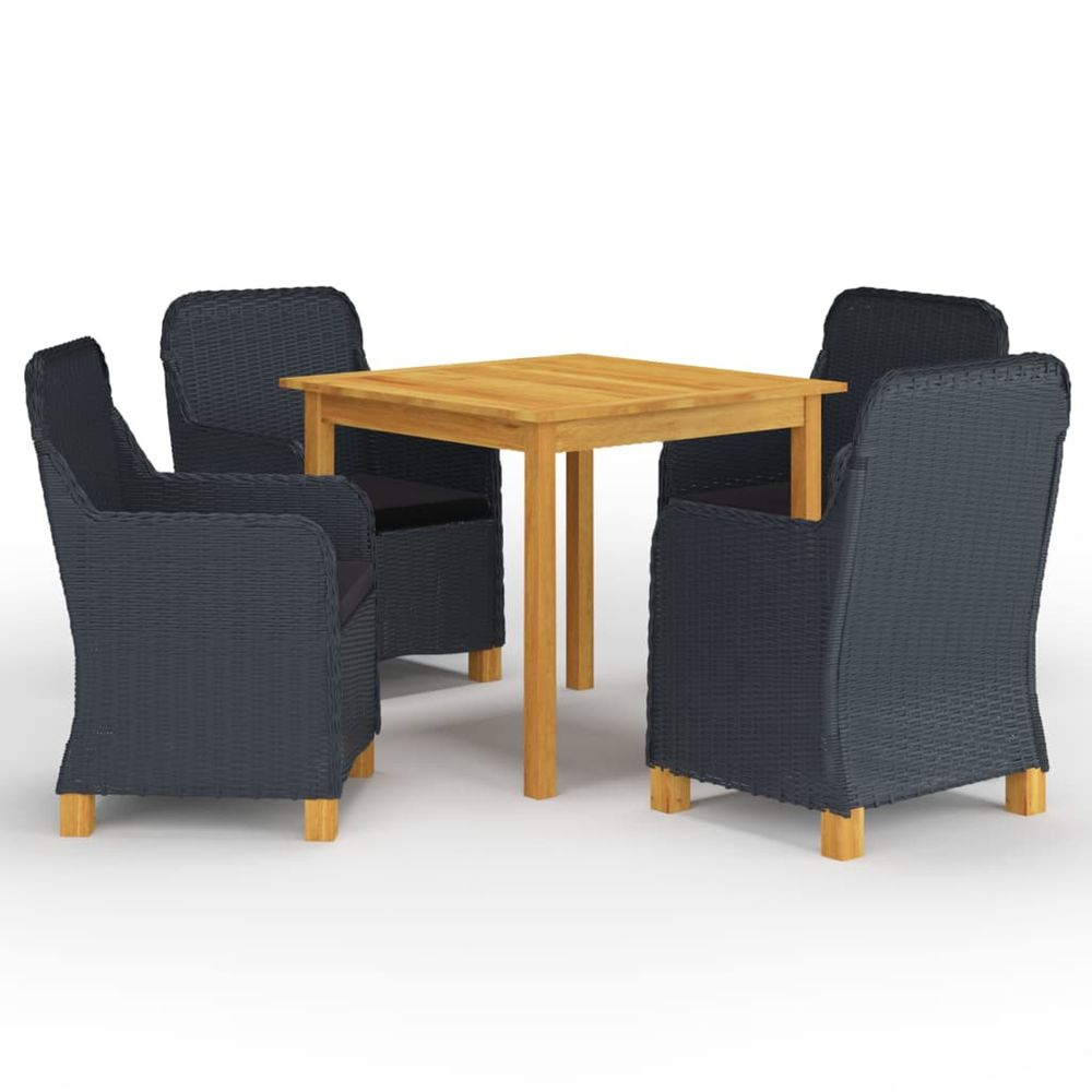 Ensemble à manger de jardin 5 pcs gris foncé