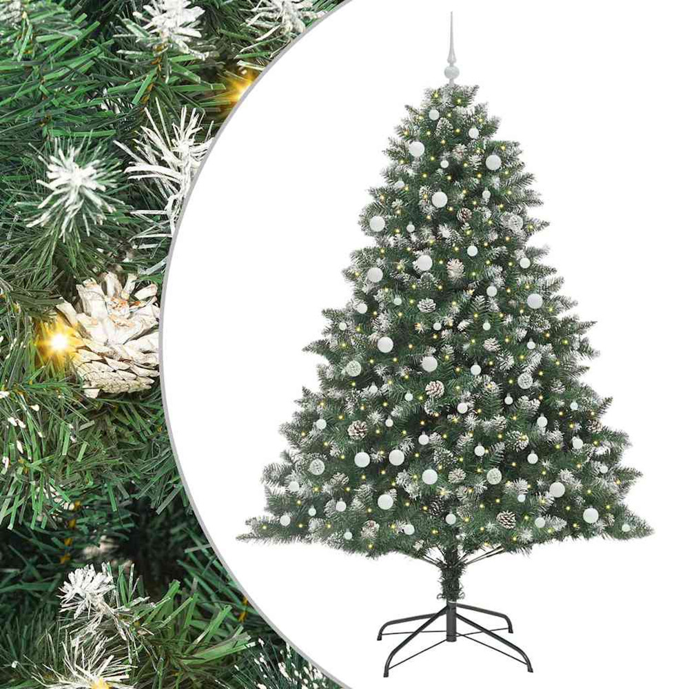 Sapin de noël artificiel vert 240 cm pvc, plastique et acier