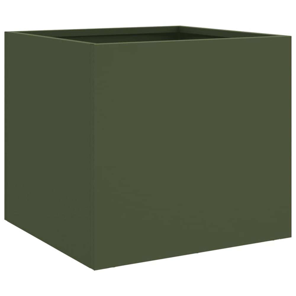 Jardinière d'extérieur vert olive 32x30x29 cm acier