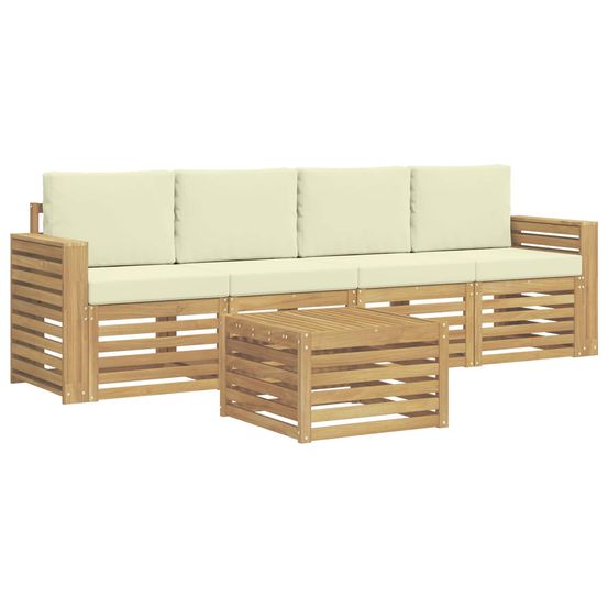 Ensemble de canapés d'extérieur 5 pc blanc et crème polyester