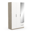 Armoire 3 portes avec miroir - ghost - blanc et chêne - 119,4 x 51,1 x 203cm - demeyere