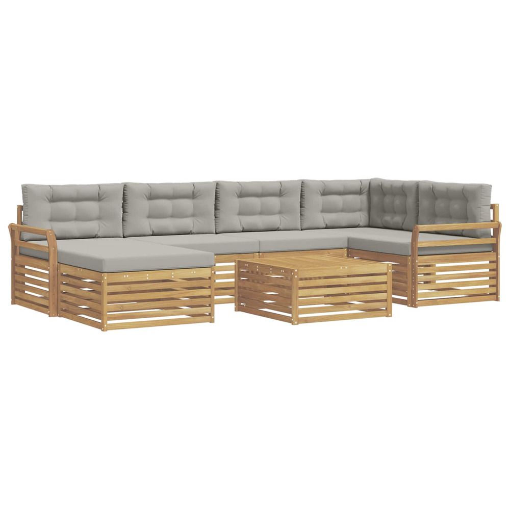 Ensemble de canapés d'extérieur 7 pc blanc et gris clair
