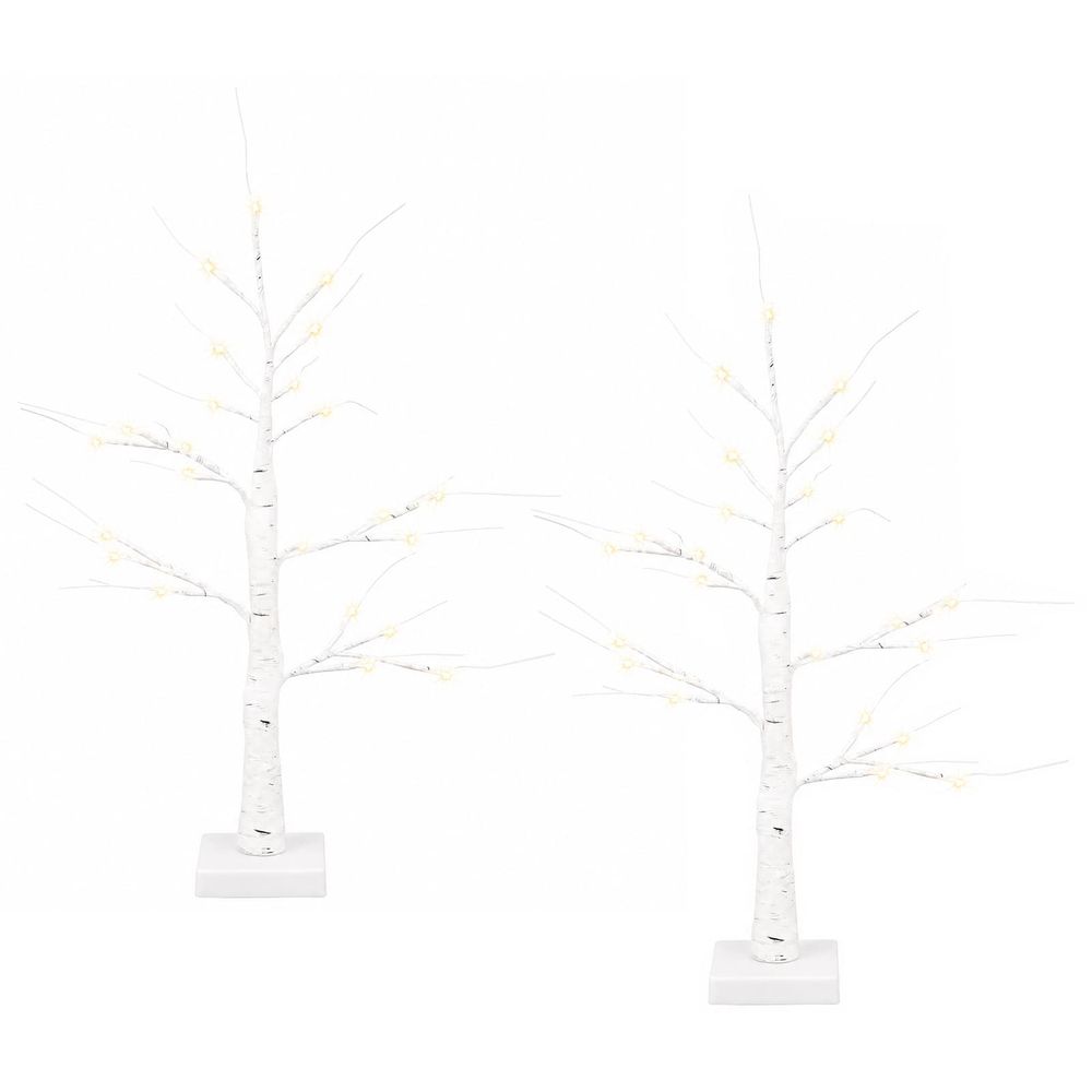 Arbre de noël bouleau à led 2 pc blanc 10 x 10 x 58 cm