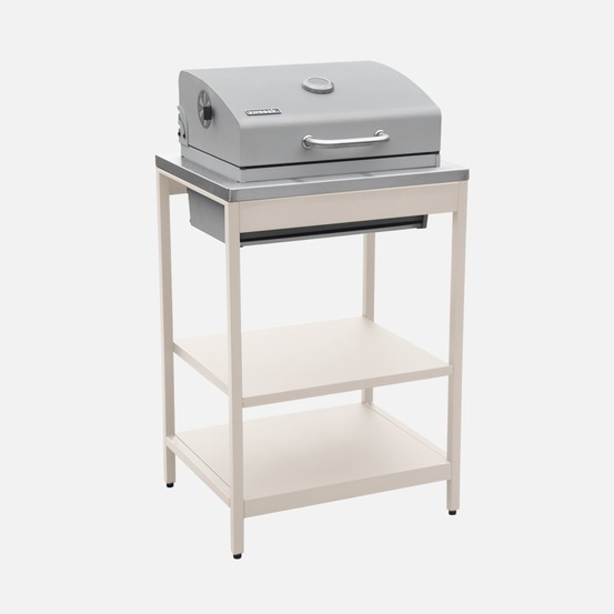 Barbecue grill naxos au charbon de bois acier inoxydable grille chromée 2 étagères