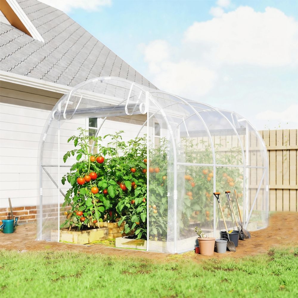 Serre tunnel acier galvanisé 2,95 x 1,95 x 1,95 m transparente jardin potager anti-uv - comfortxl outdoor living