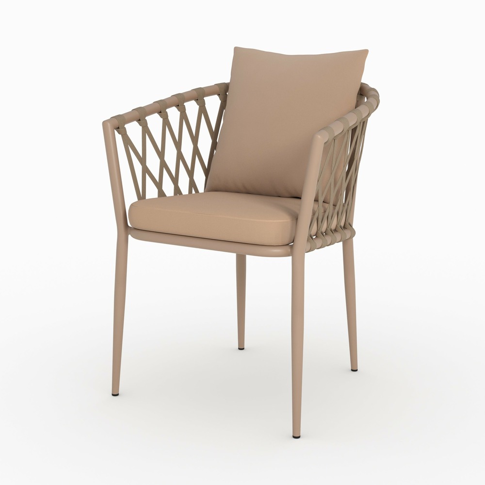Dulcy-lot de 2 chaises de jardin en métal et tissu taupe