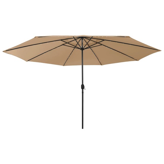 Parasol d'extérieur avec led et mât en métal 400 cm taupe