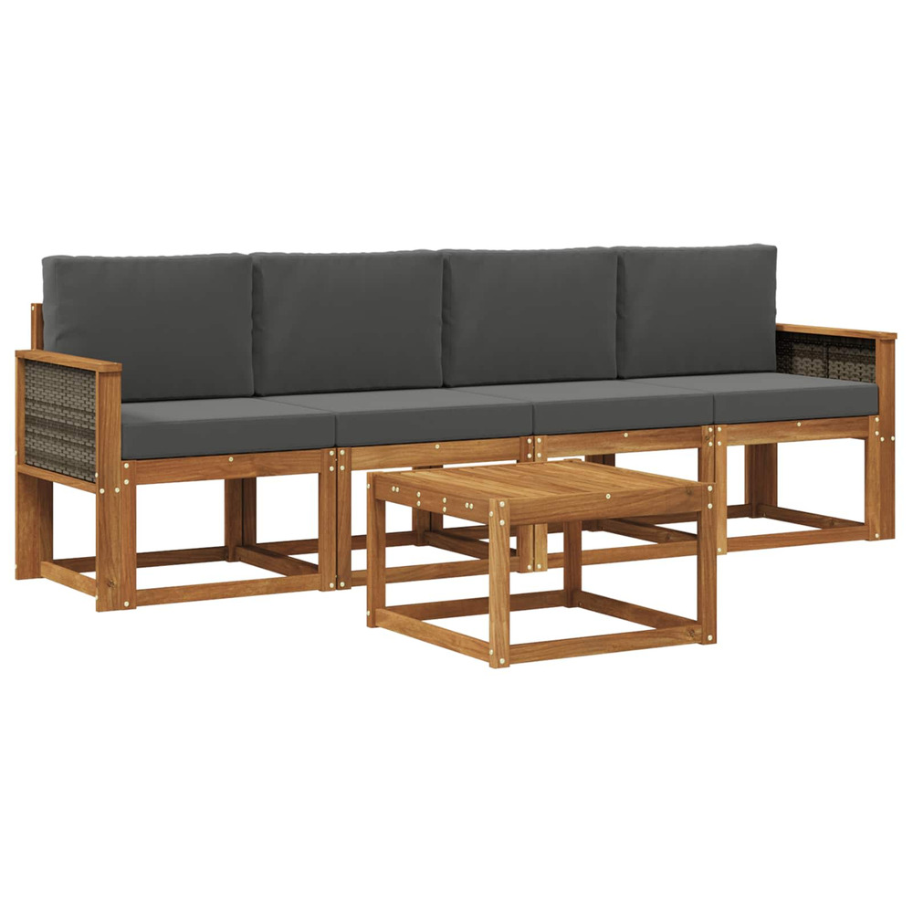 Ensemble de canapés d'extérieur 4 pcs naturel et anthracite