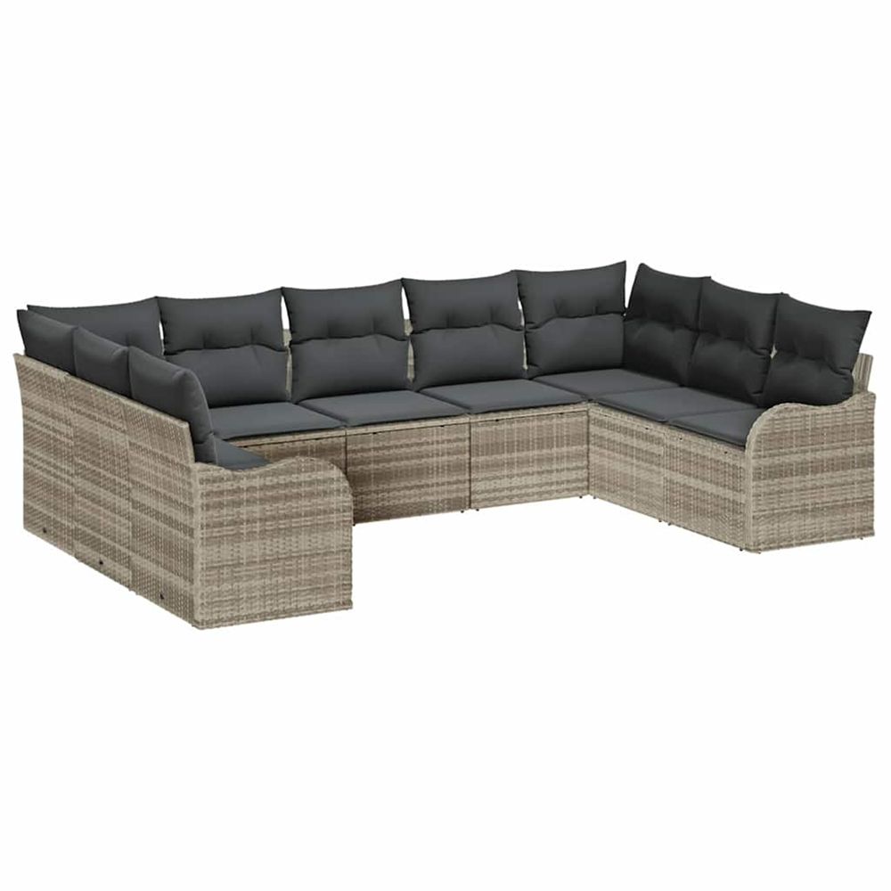 Ensemble de canapé de jardin 9 pc gris clair polyrotin