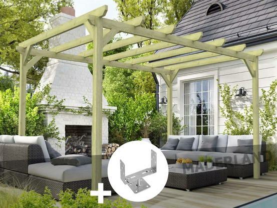 Pergola massive en bois paris 420 x 300 cm + 4 supports surélevés