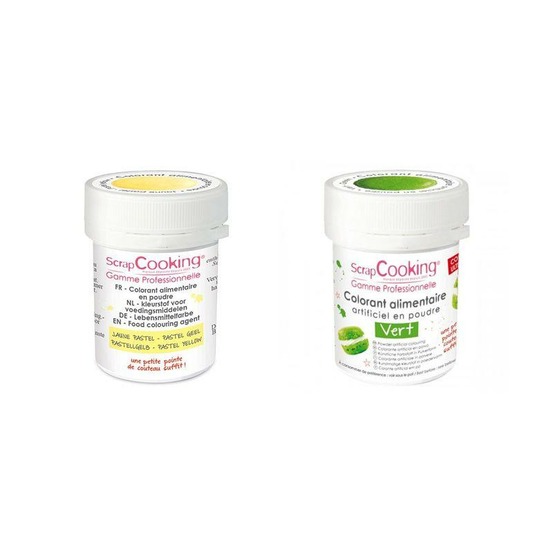 2 colorants alimentaires en poudre - vert-jaune pastel