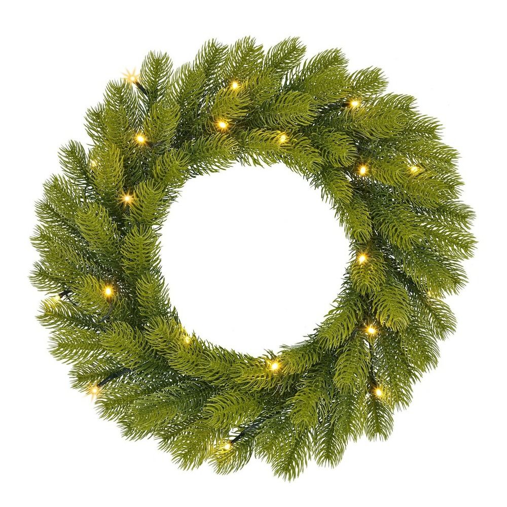 Black box trees nagoya couronne de noël artificielle avec lumières led - h12 x ø45 cm - vert