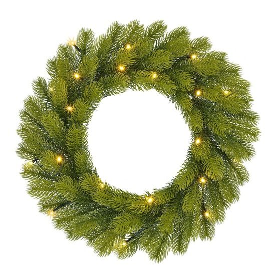 Black box trees nagoya couronne de noël artificielle avec lumières led - h12 x ø45 cm - vert