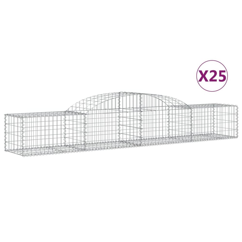 Paniers à gabions arqués 25 pcs 300x50x40/60 cm fer galvanisé