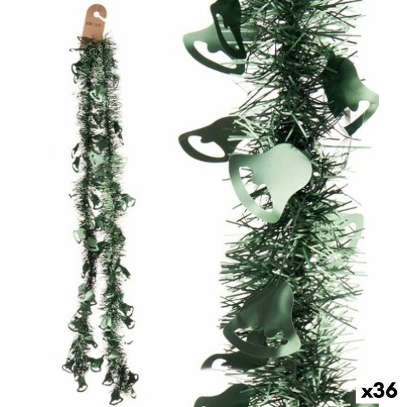 Guirlande de noël guirlande cloches vert plastique 12 x 12 x 200 cm (36 unités)