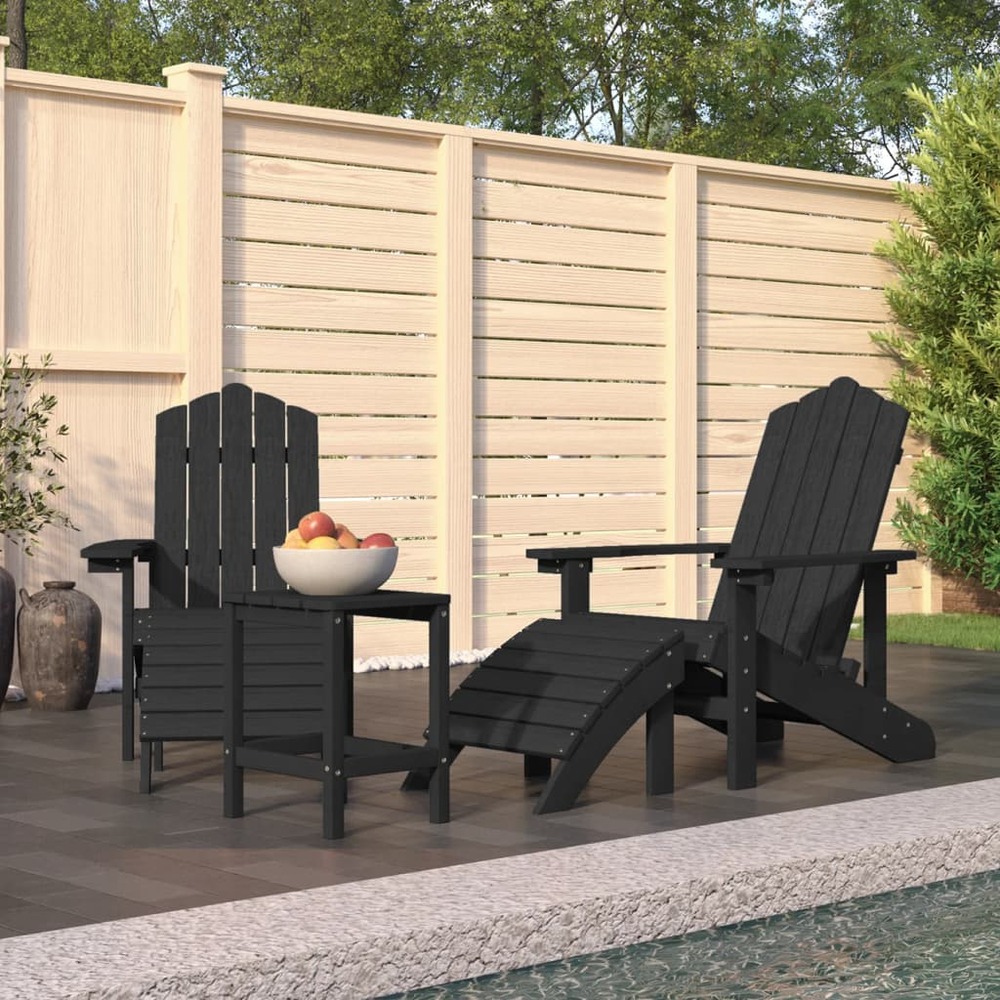Chaises de jardin adirondack repose-pied table pehd anthracite