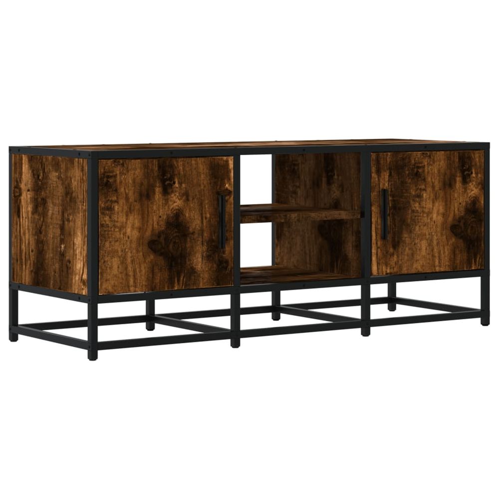 Meuble tv chêne fumé 100x35x41 cm bois d'ingénierie et métal