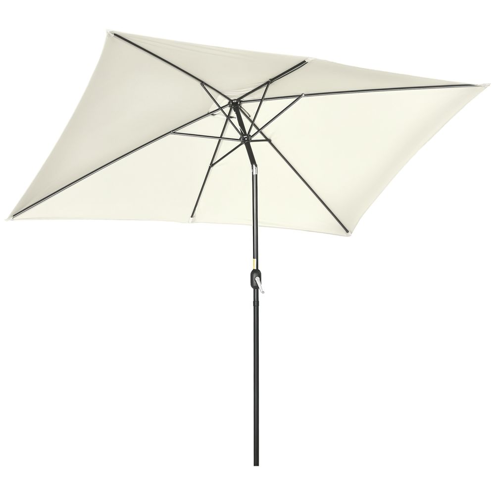 Parasol inclinable rectangulaire métal polyester haute densité 2,95l x 1,95l x 2,4h m crème