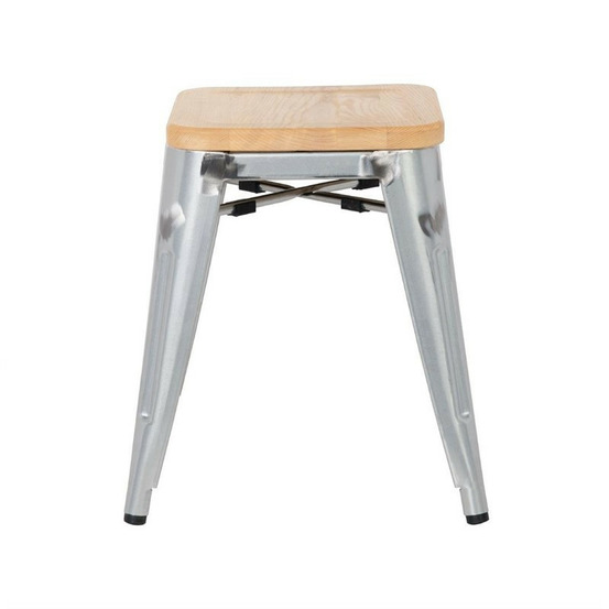 Tabourets bistro bas en acier avec assise en bois - lot de 4 - bolero