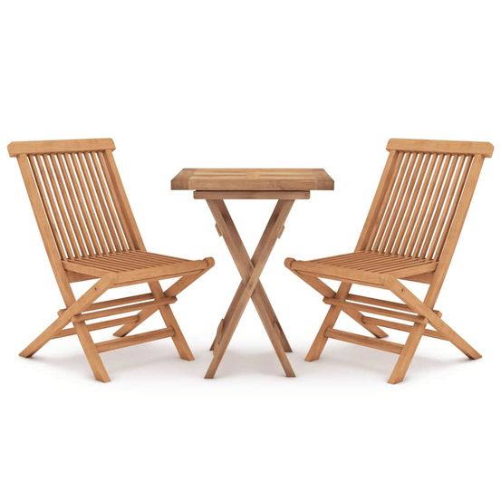 Ensemble à manger de jardin 3 pcs bois de teck massif
