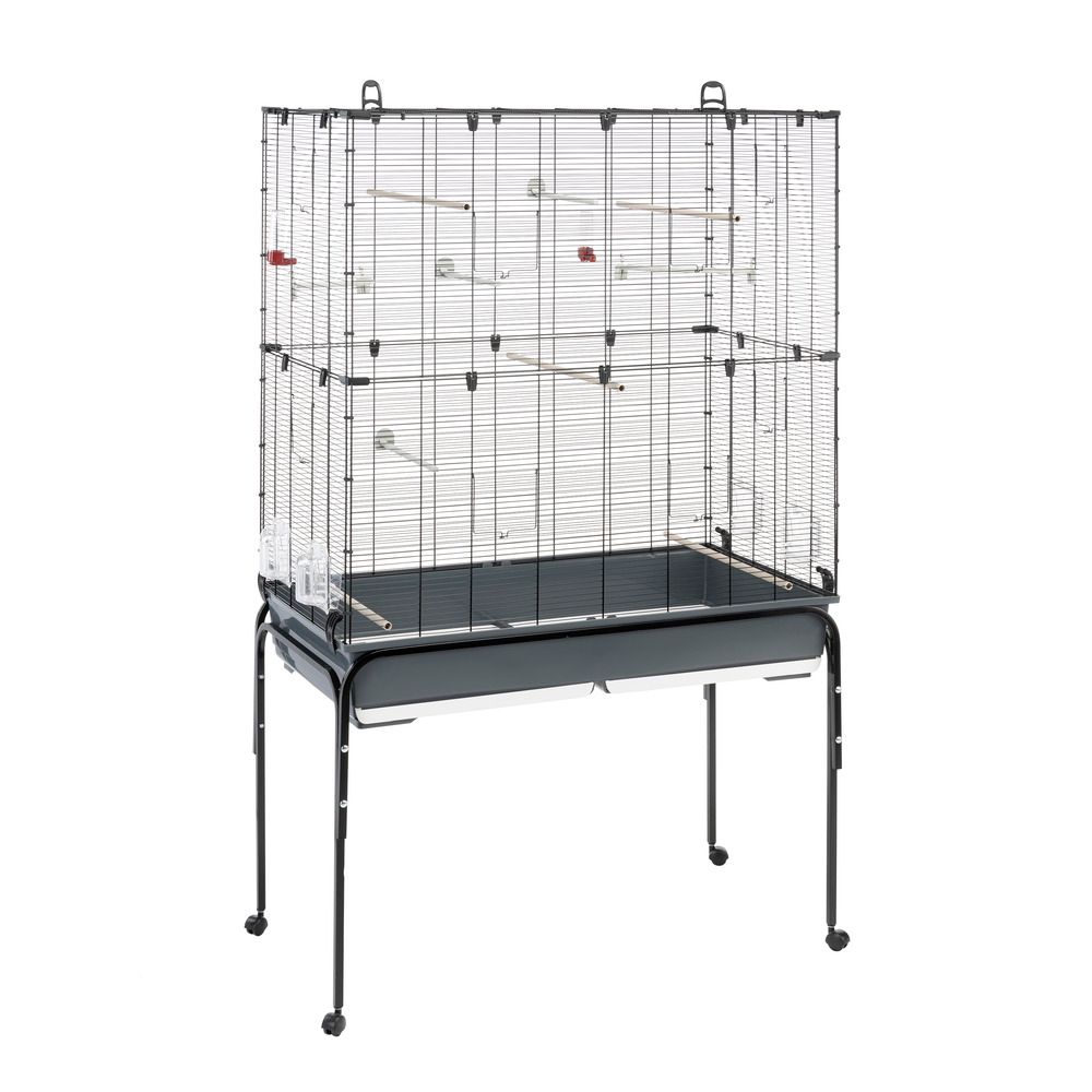 Ferplast cage oiseaux planeta, volière, perruche, canari, petits oiseaux, avec mangeoire et accessoires, support à roulettes