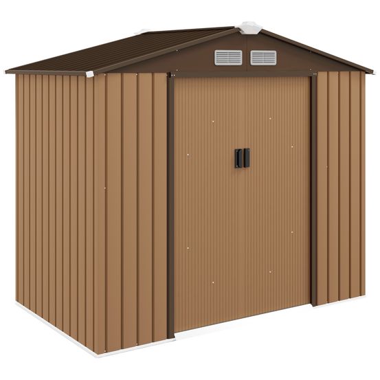 Abri de jardin acier galvanisé extérieur rangement outils toit incliné 213x130cm kaki - comfortxl outdoor living