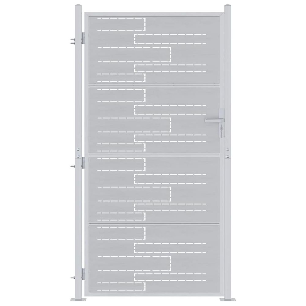 Porte de jardin argenté 85 x 196 cm acier inoxydable