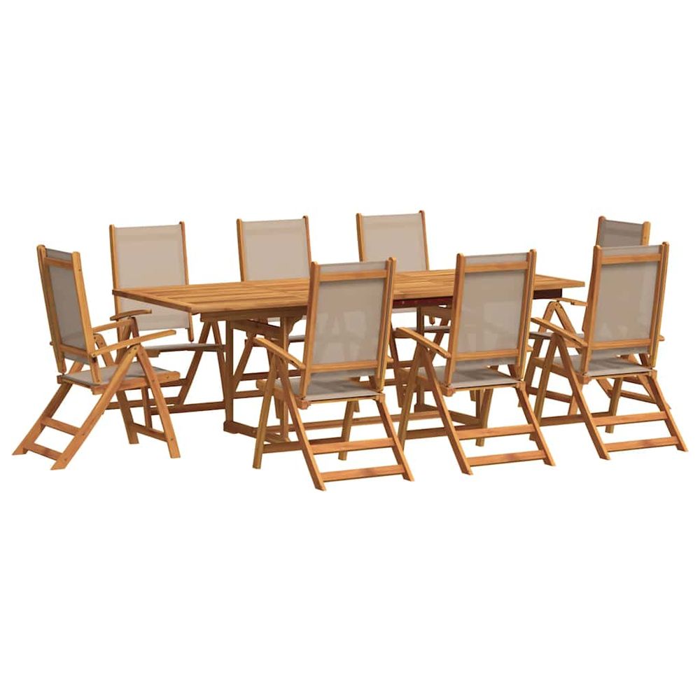Ensemble à manger de jardin 9pcs bois d'acacia solide textilène