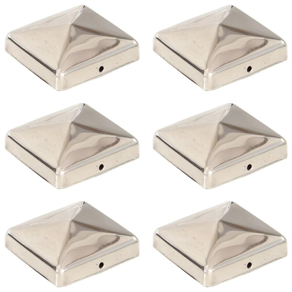 Bouchons de poteau de clôture pyramidaux 6 pcs inox 71x71 mm