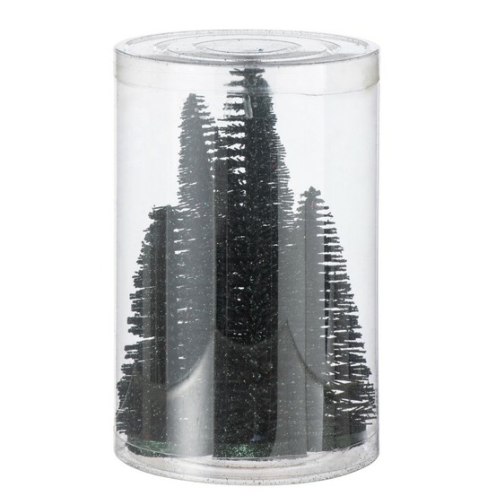 Boite de 4 sapins de noël artificiel en plastique vert h.9 à 15 cm h15