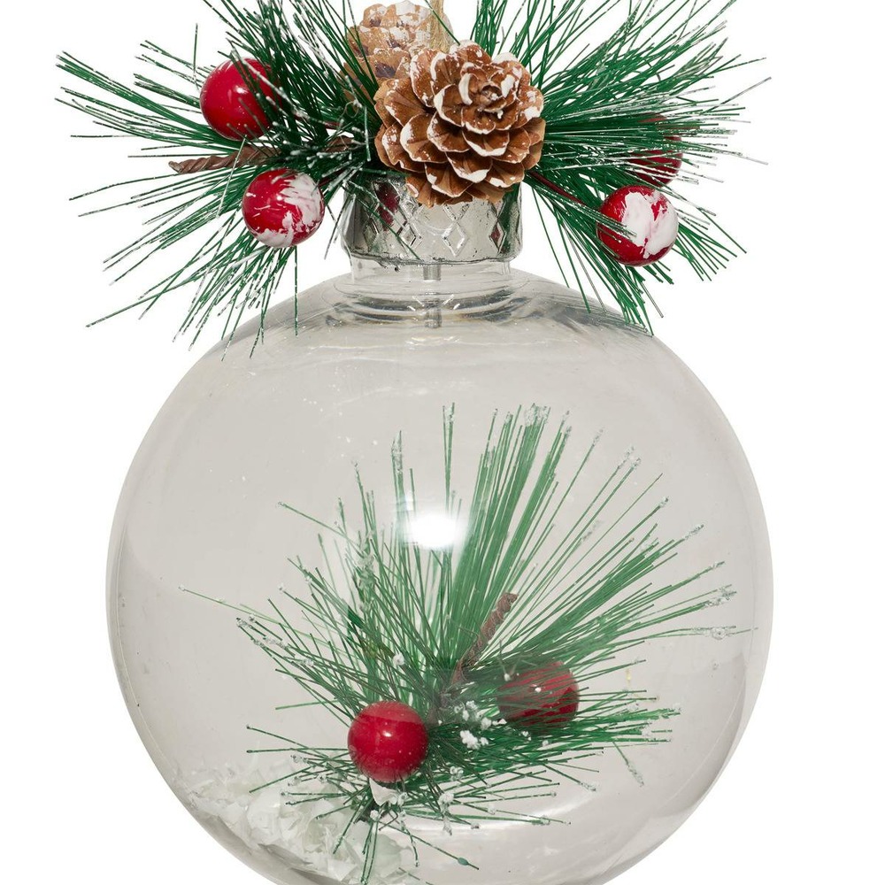 Boule intérieur feuilles d.10cm blanc assorti