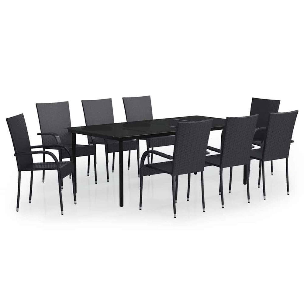 Ensemble à manger de jardin 9 pcs noir