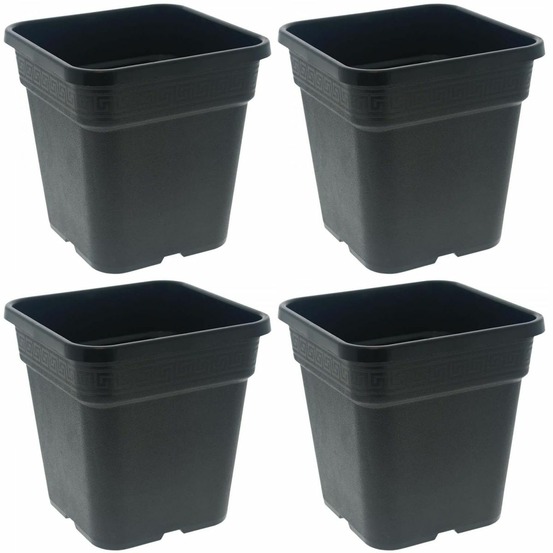 Pot de plantation carré noir 14 litres 28.5 x 28.5 x 29 cm lot de 4