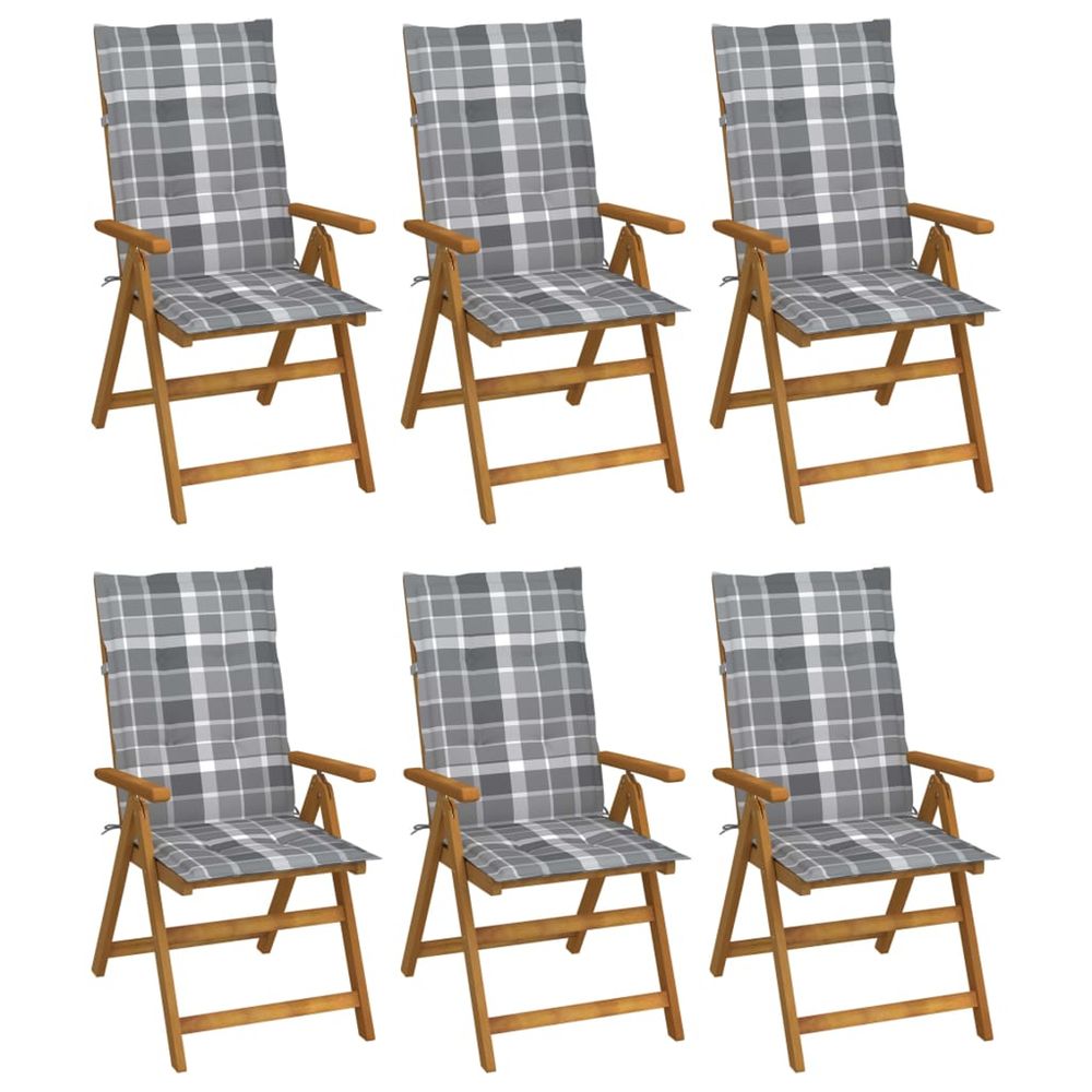Chaises pliantes 6 pièces avec coussins en bois d'acacia massif