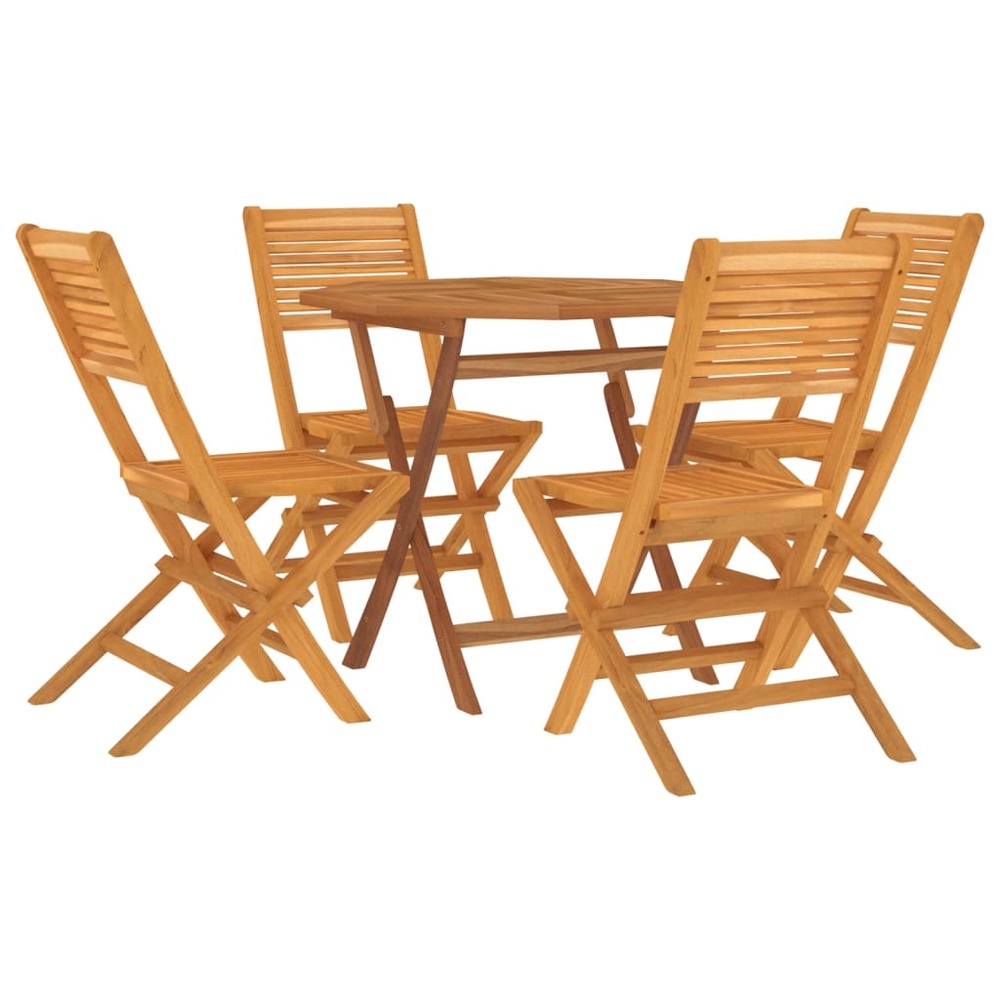 Ensemble à dîner salon de jardin meuble d'extérieur 5 pièces 85 x 85 x 76 cm bois de teck massif