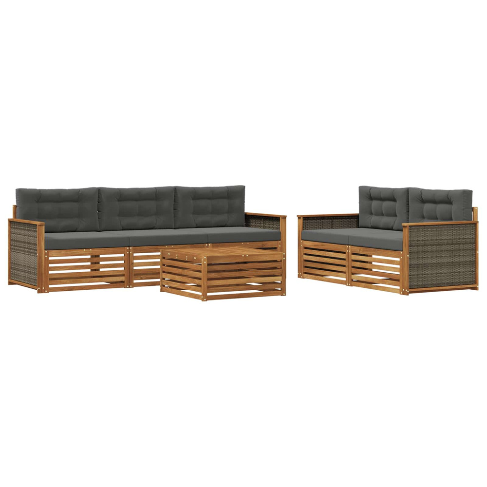 Ensemble de canapés d'extérieur 6 pcs naturel et anthracite