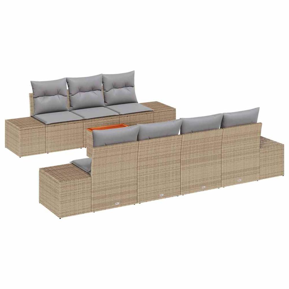 Ensemble de canapé de jardin 8 pc beige polyrotin