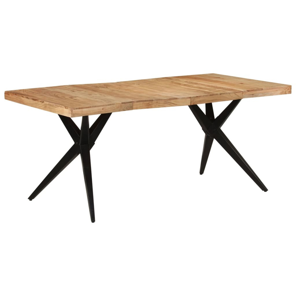Table à dîner noir 180x90x77 cm bois d'acacia solide