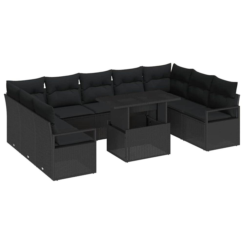 Ensemble de canapé de jardin 10 pc 9-nombre de places noir